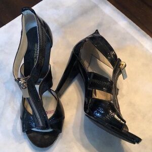 Moved Michael Kors Patent Leather Zipper front heels